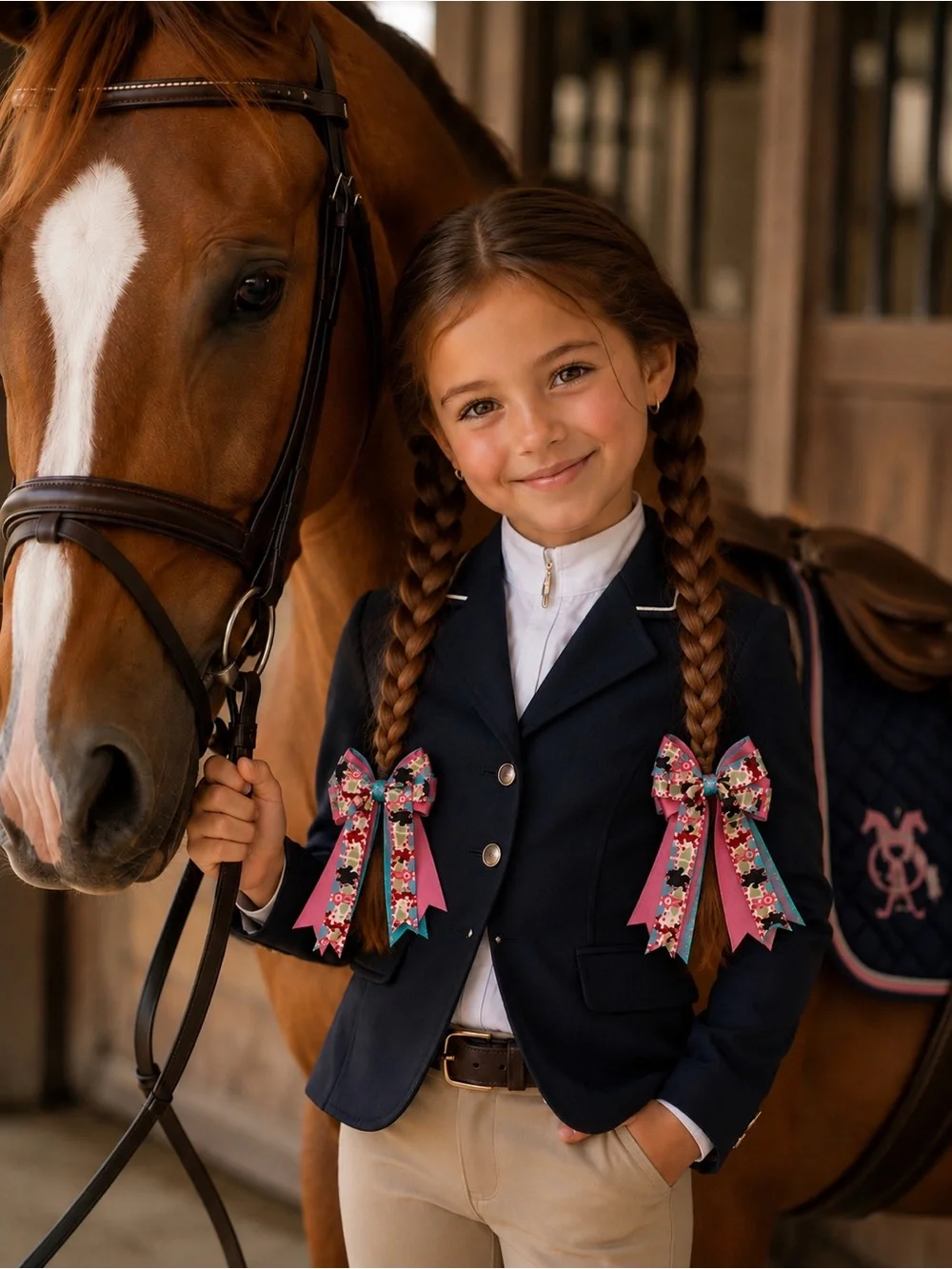 Pink Equestrian Horse Hair Bow Pair | Pony Show Ribbon Bows